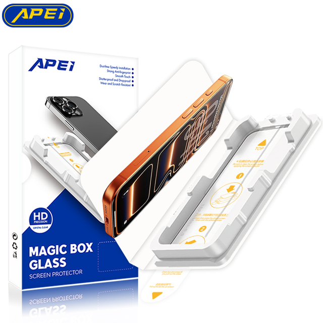 9H 2.5D Magic Box John Screen Protector Case Easy Applicator Install Tempered Glass Screen Protector for Iphone 15 16 17 Pro Max