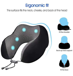 Oreiller de voyage en forme de U personnalisé OEM, oreiller de vol réglable en mousse à mémoire de forme avec <span class=keywords><strong>masque</strong></span> pour les yeux pour avions - Product Image 4