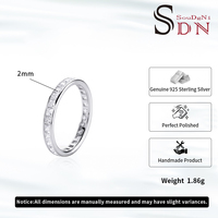Bague de mariage empilable en argent 925 avec diamant de laboratoire taille princesse 2MM et moissanite, personnalisable, très prisée, pour cadeaux et promesses