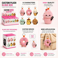 Porte-clés en peluche personnalisé en boîte mystère, 6 peluches dessert avec micro, ensemble de jouets porte-clés en peluche Kawaii à collectionner, logo personnalisé OEM, usine
