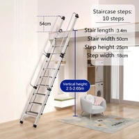 Échelle murale intérieure moderne de haute qualité, échelle pliante en aluminium pour plafond/escalier de grenier avec main courante