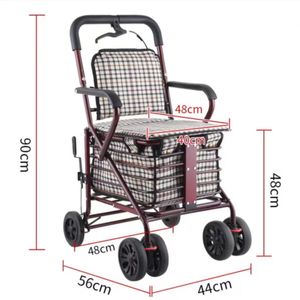 Déambulateur à quatre roues Songhui avec siège, hauteur 90 cm, structure en acier pliable, pour personnes âgées, courses - Product Image 2