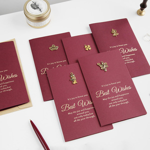 Biglietti di ringraziamento personalizzati mini rossi con <span class=keywords><strong>auguri</strong></span>, in carta testurizzata, pieghevoli, con busta, per matrimonio - Product Image 1