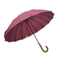 Parapluie professionnel pour l'extérieur, ouverture automatique, fermeture manuelle, en tissu pongé 190T noir, avec cadre métallique et manche en bois en forme de J de 10 mm