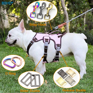 Juego de arnés de <span class=keywords><strong>collar</strong></span> de perro de lujo correas de cinturón de Metal gris pistola con hebilla de pasador de anillo en D ajuste deslizante Liberación lateral fuerte y elegante - Product Image 6