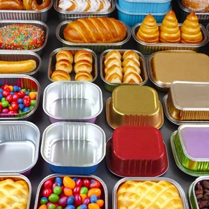 RE3G Conteneur en papier d'aluminium doré à paroi lisse pour la compagnie aérienne Plaques de cuisson rondes en aluminium à usage intensif Plaques en aluminium pour la maison - Product Image 5