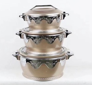 Lot de 3 chauffe-plats isothermes grande capacité 2,3L 4,5L 6,5L, design brillant avec bordure ondulée argentée, boîte de service traiteur - Product Image 6