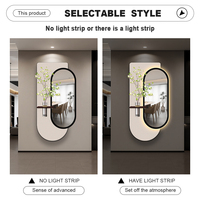 Décoration Murale LED en Grès avec Miroir et Plantes Artificielles – Peinture Murale Lumineuse Moderne pour Maison et Hôtel (Vente en Gros)