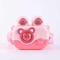 Nouvelle bouteille d'eau pour appareil photo pour enfants mignon étudiant bouteille de paille haute valeur mignon double bouche à boire bouteille d'eau en plastique
