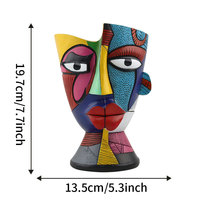 Picasso-Stil Abstrakte Gesichts-Harzvase Nordische Kreative Menschliche Porträt-Blumenvase Heimdekoration Moderne Kunstskulptur Handgemalt
