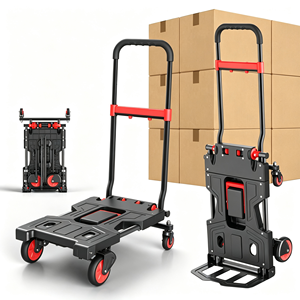 Chariot à plateforme avec roues pivotantes, chariot à main pliable robuste, chariot à plateau pliable 660 lb pour déménagement, entrepôt, bureau - Product Image 6