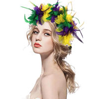 Serre-tête en plumes colorées de carnaval, couronne de fleurs, coiffe en plumes pour fêtes et décorations festives HC008