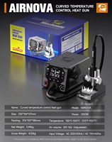 Pistolet à air chaud intelligent haute puissance MECHANIC AIRNOVA 1200W avec buse en forme de corne pour la réparation de téléphones, la soudure BGA IC PCB et le façonnage