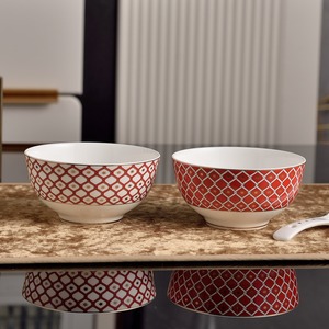 <b>Red</b> Line Porcelain Tableware Luxury Design for Restaurants and Weddings Includes Plates Bowls and Cup Kit - Product Image 4