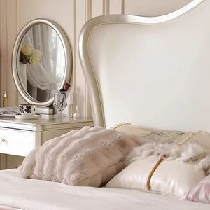 Lits en bois classiques modernes de luxe Lit double européen de 1.8m en bois massif Lit <span class=keywords><strong>prince</strong></span> et princesse crème française minimaliste léger - Product Image 5