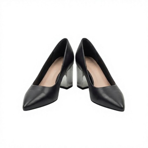 Escarpins noirs à bout pointu et talon carré en PU, chaussures de bureau à enfiler, respirantes, légères, effet pieds nus, antidérapantes, toutes saisons, pour femme - Product Image 1