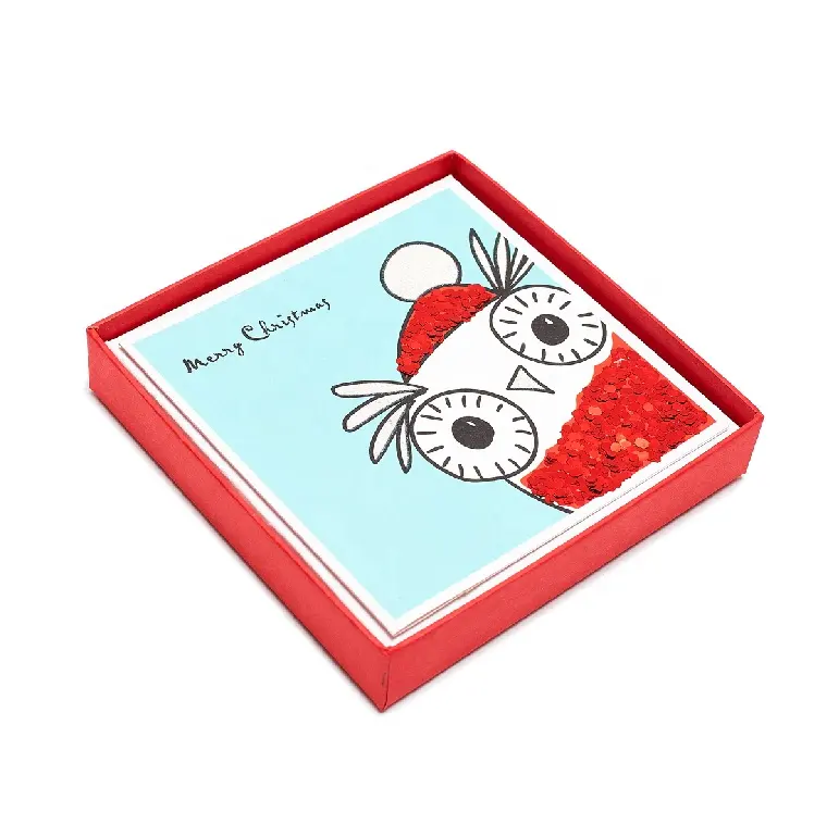 मजेदार राक्षस रेड चंकी चमक कार्ड, नई डिजाइन क्रिसमस कार्ड सेट