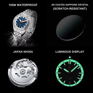 CADISEN C8231 Automatic <b>Mechanical</b> Diver Charm <b>Watch</b> Man Meteorite Dial Business Casual Waterproof Sapphire Crystal 10 Bar NH35 - Product Image 6