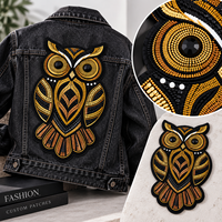 Patch brodé personnalisé de luxe fait main avec perles, motif hibou, applique animale à coudre sur vêtements, veste en jean, accessoires de sac