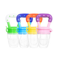 Groothandel siliconen baby fruitvoeder met handvat en siliconen gaas-speen voor babyvoeding