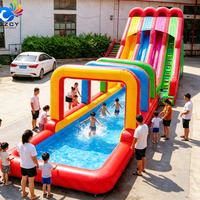 Toboggan aquatique gonflable tropical pour jardin, qualité commerciale, en PVC, pour locations de fêtes, toboggans aquatiques gonflables pour adultes