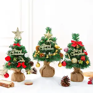 Tatil dekorasyon için noel süs ile 30CM ucuz Mini masaüstü yapay noel dekorasyon ağacı