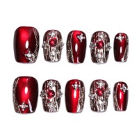 Vente en gros d'art d'ongles vintage de luxe avec pierres précieuses œil de chat scintillantes