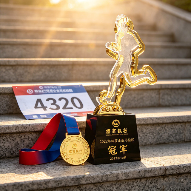 High-end Metal Marathon Trophy Acrylic Crystal Custom-made Running Running Sports Meet Competition champion