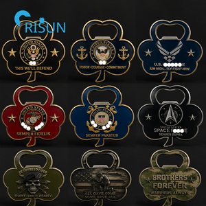 Moneda Conmemorativa Personalizada 3D con Forma de Trébol de la <span class=keywords><strong>Suerte</strong></span>, Línea Azul Delgada, K9, para Veteranos de la USAF, USN, USMC, con Destapador de Botellas - Product Image 1