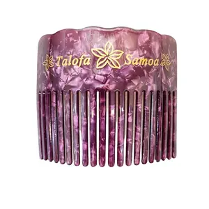New fashion acrylic long teeth hair combs celluloid acetate shell combs with printed for women and ladies island style