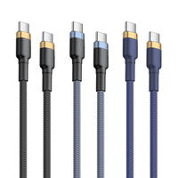 Kabel USB C ke USB C 100W PD Pengisian Cepat, Kabel Data Tipe-C Berbahan Nilon Kepang untuk Laptop, Smartphone, Tablet