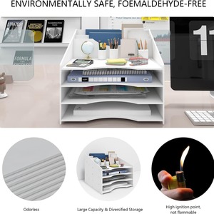 Sharp Multi Layer File Shelf 4 Tier Desktop Organizer PVC Storage Rack Office Supplies Modern Design - Product Image 5