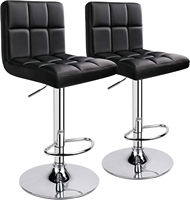 Tabourets de bar modernes carrés pivotants en cuir réglables pour café, restaurant, comptoir de cuisine – Chaise de bar pivotante à hauteur réglable pour salle à manger