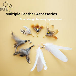 65 सेमी बिल्ली का टीज़र-प्रतिरोधी रंगीन पंख डिजाइन के साथ-पालतू व्यायाम के लिए प्लास्टिक और पंख सामग्री - Product Image 4