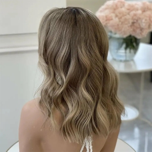 Perruque cachère Remy naturelle, blond cendré, <span class=keywords><strong>coupe</strong></span> courte, cheveux humains, 5x5, film HD, fermeture à lacet, perruques avec <span class=keywords><strong>frange</strong></span>, densité 150% - Product Image 3
