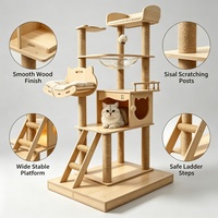 Tour d'escalade pour chat en bois massif de qualité supérieure avec coussin moelleux et poteau en sisal, maison pour chat pour Maine Coon, design personnalisé pour appartement