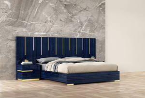NOVA <span class=keywords><strong>Chambre</strong></span> à Coucher Complète 5 Pièces Bleu Haute Brillance Meuble de <span class=keywords><strong>Chambre</strong></span> d'Hôtel de Luxe Lit Plateforme King pour Adultes - Product Image 4