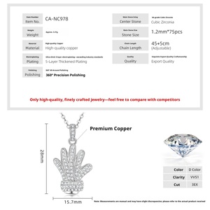 Factory Eco-friendly <b>Copper</b> 14k Gold Filled Gloves Style Insert Zircon Jewelry High Quality Dainty Woman Personalize Necklace - Product Image 2