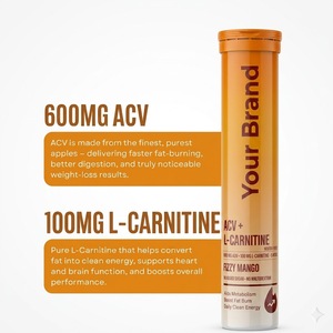 OEM ACV 600mg with L-Carnitine 100mg Effervescent Tablets <b>Metabolism</b> and Weight Management Support, Mango Flavor 20 Tablet Pack - Product Image 3