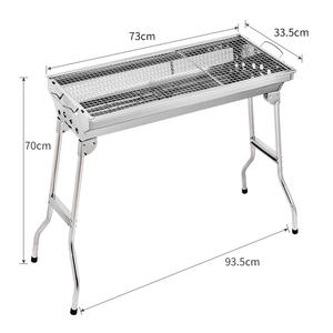Parrilla de carbón para exteriores de acero inoxidable de 73 cm de ancho, parrilla plegable portátil para uso en camping y picnic. - Product Image 1