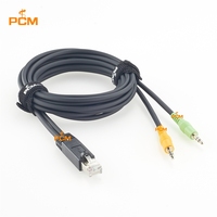 Kabel Splitter RJ45 8P8C Male ke Dual 3.5mm Male 1/8'' TRS Stereo AXIA untuk Sistem Siaran Konsol Radio Audio Node Analog