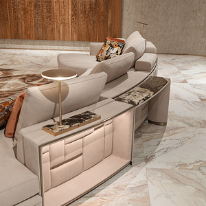 Bộ ghế sofa mô đun tối giản bằng da thật màu trắng dành cho phòng khách sang trọng trong nhà lớn, giảm giá bán buôn - Product Image 2