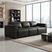 Ensemble de canapés inclinables 3-2-1 en cuir véritable avec fonction de réglage multi-angles et lampe de lecture pour salon et bureau