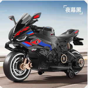 Moto électrique rechargeable pour enfants de 3 à 8 ans, avec deux places et roues bleues. - Product Image 5