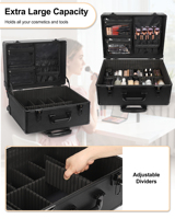 Valise à roulettes professionnelle Relavel pour maquillage, grand trolley cosmétique avec roulettes, organiseur de beauté portable pour maquilleurs