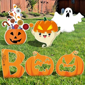Letras de Calabaza de Halloween para Decoración Exterior de Jardín, Letrero de Patio de 4mm de Grosor con Diseño 'Boo Trick Treat' y Estaca, Cortado con Precisión a partir de Material de Alta Calidad - Product Image 4