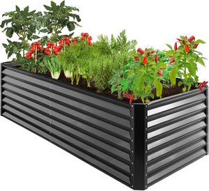 Rustproof Galvanized Raised Garden Bed DIY Assemble Black Silver Custom Metal <b>Planter</b> For Backyard <b>Vegetable</b> Herb Flower - Product Image 4