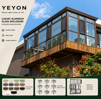 Ventanas Abatibles Yeyon 2026 OEM, Techo Plano, Acabado Madera, Aluminio Templado Low-E, Terraza, Villa, Invernadero Europeo, Casa de Cristal