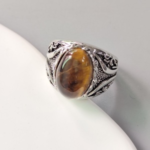 Anel de tigre amarelo retrô, anel de tigre amarelo único, oval, criativo, para mulheres e homens - Product Image 4