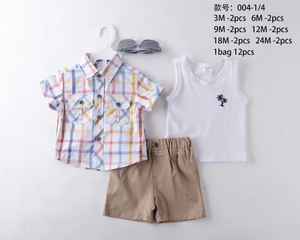 Ensemble de vêtements d'été unisexe pour tout-petits, 6 pièces, chemise à manches courtes à motif de dessin animé + <span class=keywords><strong>gilet</strong></span> + short + lunettes de soleil (coton polyester, tailles 3-24) - Product Image 2